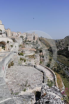 European Capital of CultureÂ in 2019 year, panoramic view on ancient city of Matera, capital of Basilicata, Southern Italy in ear